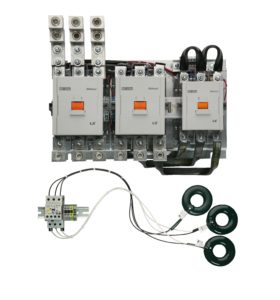 Electric motor starter on white background
